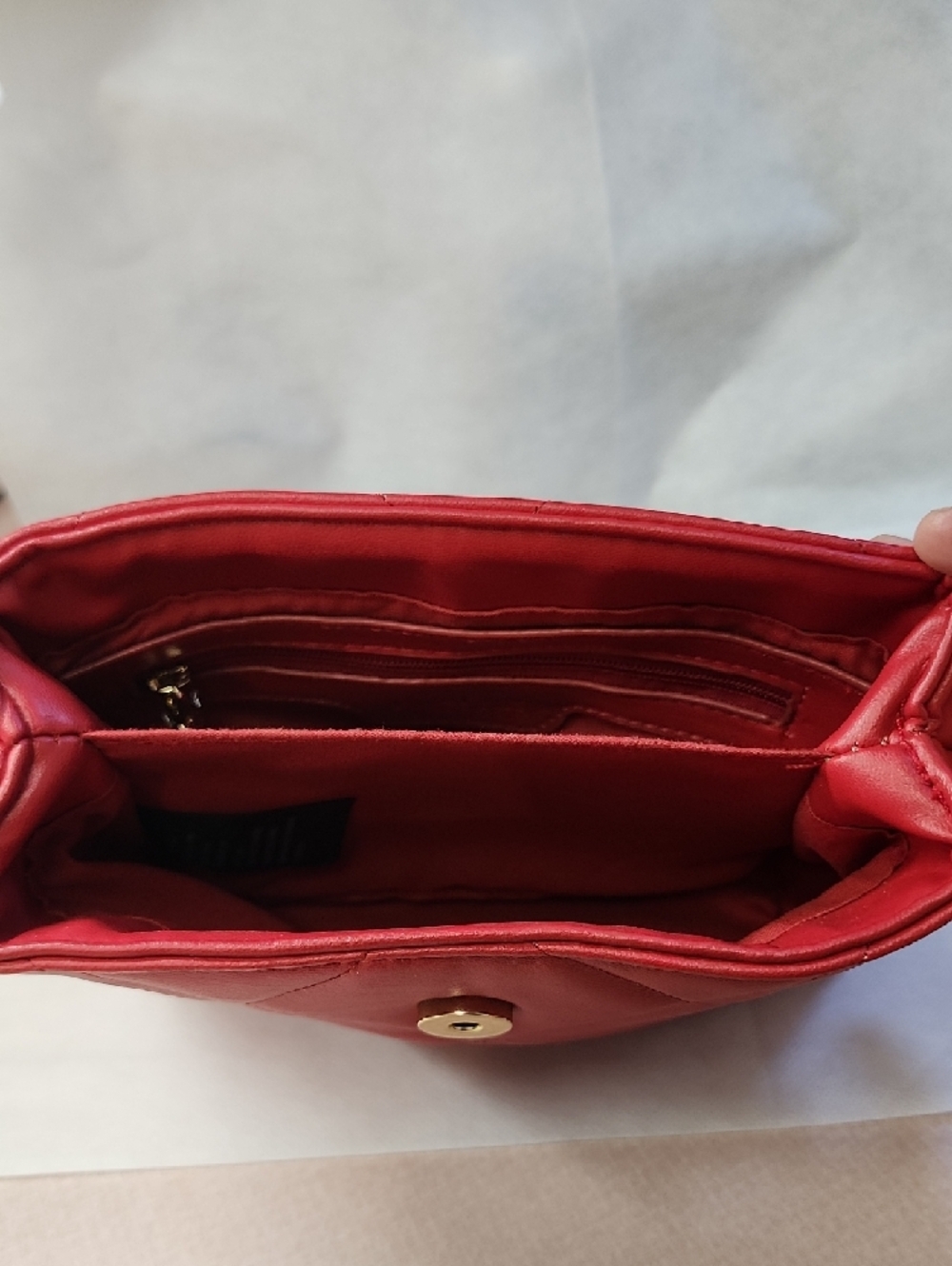 bebe Quilted Crossbody Bag in Red with Gold Hardware New With Tags - Picture 7 of 10